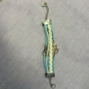 Blue & White ASHLEY BRIDGET Infinity Bracelet w/ Bird and Owl Charms